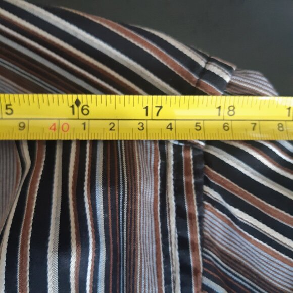 Denver Hayes SZ M Brown & Black Striped 100% Cotton Men's Button Up Shirt - Picture 11 of 13